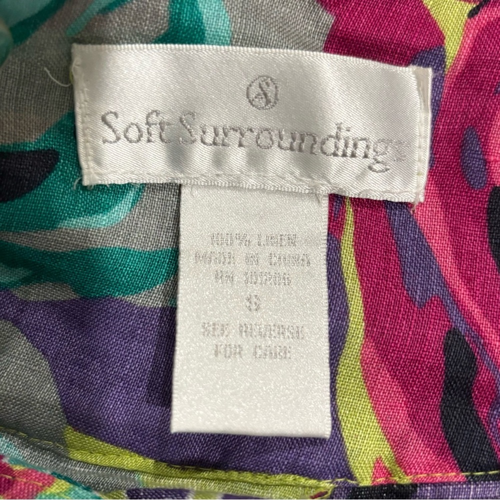Soft Surroundings 100% Linen Wrap Midi Skirt Boho Tie Colorful Women’s Size S - Picture 4 of 6